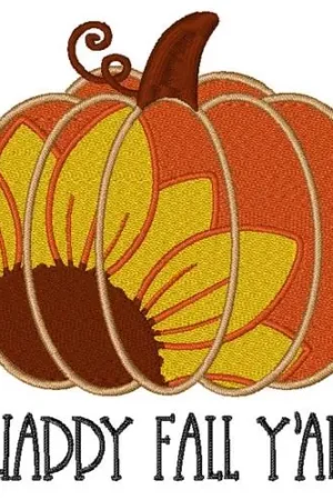 Authentic Happy Fall Yall Pumpkin Embroidery Design