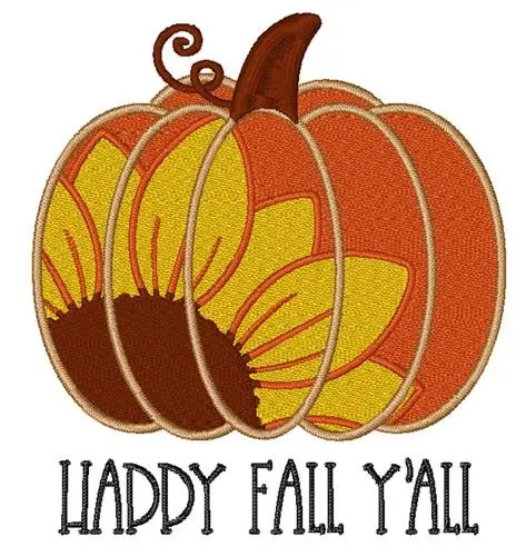 Authentic Happy Fall Yall Pumpkin Embroidery Design