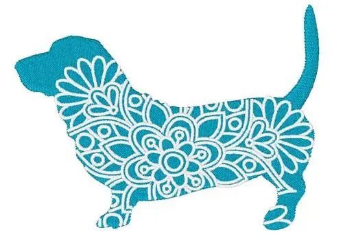 Express Delivery Basset Hound Mandala Embroidery Design