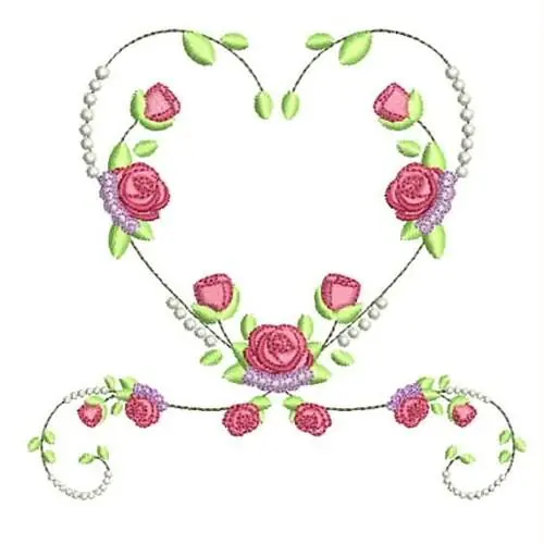 Genuine Heart Roses Embroidery Design
