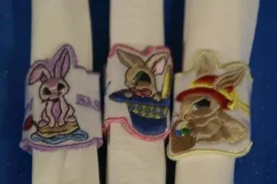 Bunny Napkin Rings Embroidery Project Viral