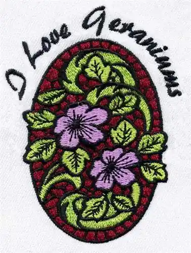 Price Cut Geranium Embroidery Design