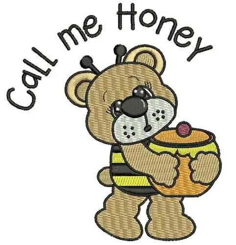 Call Me Honey Embroidery Design Modern