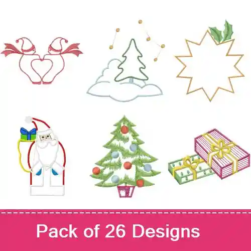 Money Back Guarantee Christmas Holiday Outlines Embroidery design pack by Ann The Gran, Embroidery Packs on EmbroideryDesigns.com