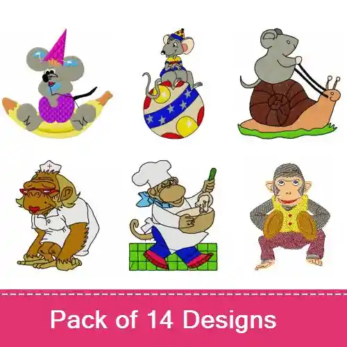 Humorous Animals Embroidery design pack by Ann The Gran, Embroidery Packs on EmbroideryDesigns.com Budget