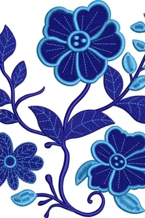 Authentic Blue Floral   Embroidery Design