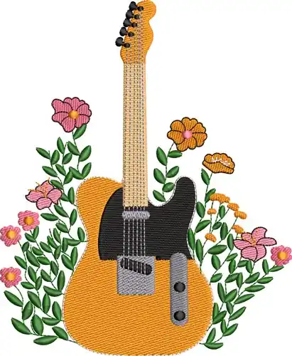 Guitar Embroidery Design Hot Deal