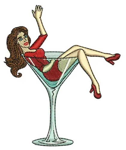 No Minimum Order Lady in a Glass Embroidery Design