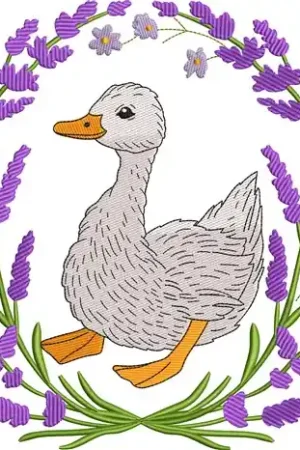 Express Delivery Duck In Lavender Embroidery Design