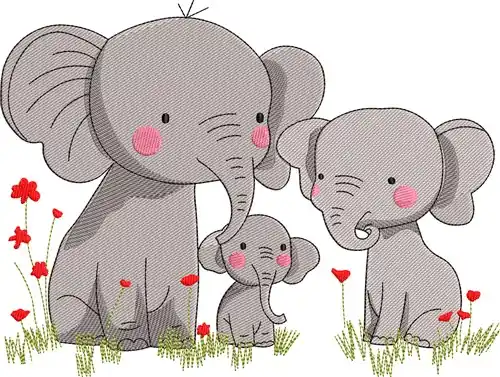 Elephants Embroidery Design Price Drop