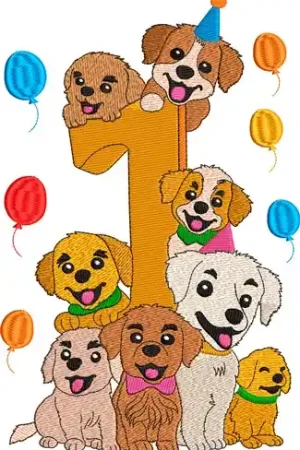 Birthday Puppies Embroidery Design Budget