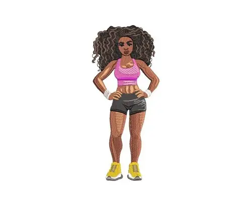 Fitness Girl Embroidery Design Special Discount