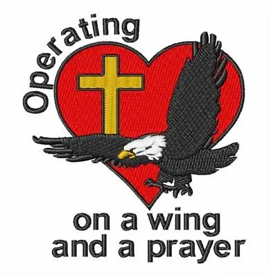 Professional Grade Wing And Prayer Embroidery Design