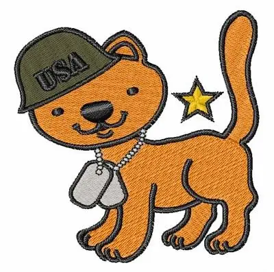 Military Cat Embroidery Design Markdown