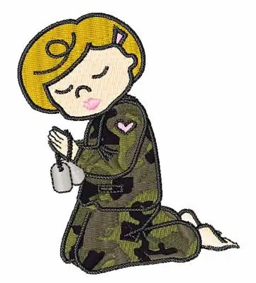 Low Price Praying Military Girl Embroidery Design