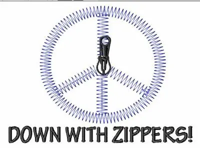Down With Zippers Embroidery Design Markdown
