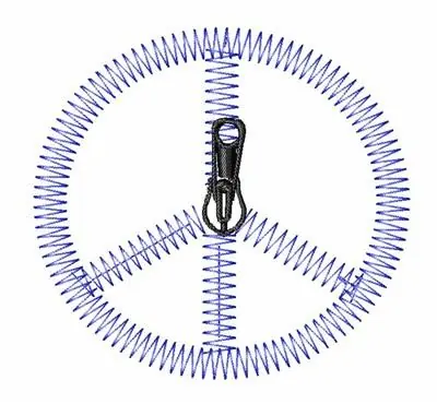 Zipper Peace Symbol Embroidery Design Handmade
