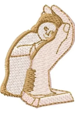 Baby in Hand Embroidery Design Professional Grade