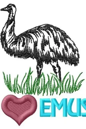 Warranty Included I Love Emus Embroidery Design