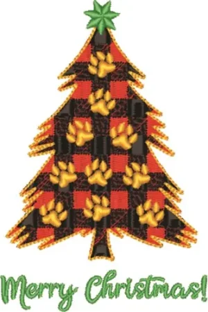Merry Christmas Pine Embroidery Design Reduced Price