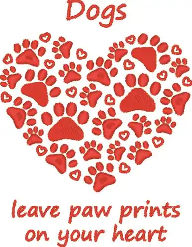 Special Offer Paw Prints On My Heart Embroidery Design