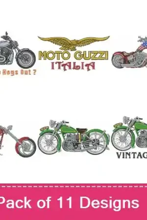 Choppers, Speed Bikes & Mopeds Embroidery design pack by Machine Embroidery Designs,  Embroidery Packs on EmbroideryDesigns.com Limited Offer