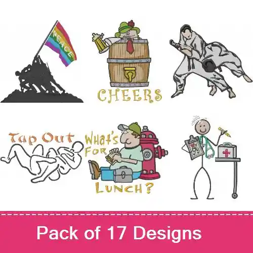 Masculine Men Embroidery design pack by Machine Embroidery Designs, Embroidery Packs on EmbroideryDesigns.com Reduced Price